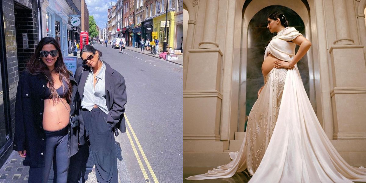 Sonam Kapoor flaunts her baby bump as she poses with sister on London streets